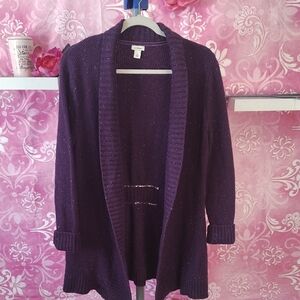 L.L. Bean Deep Purple Open-Front Cardigan